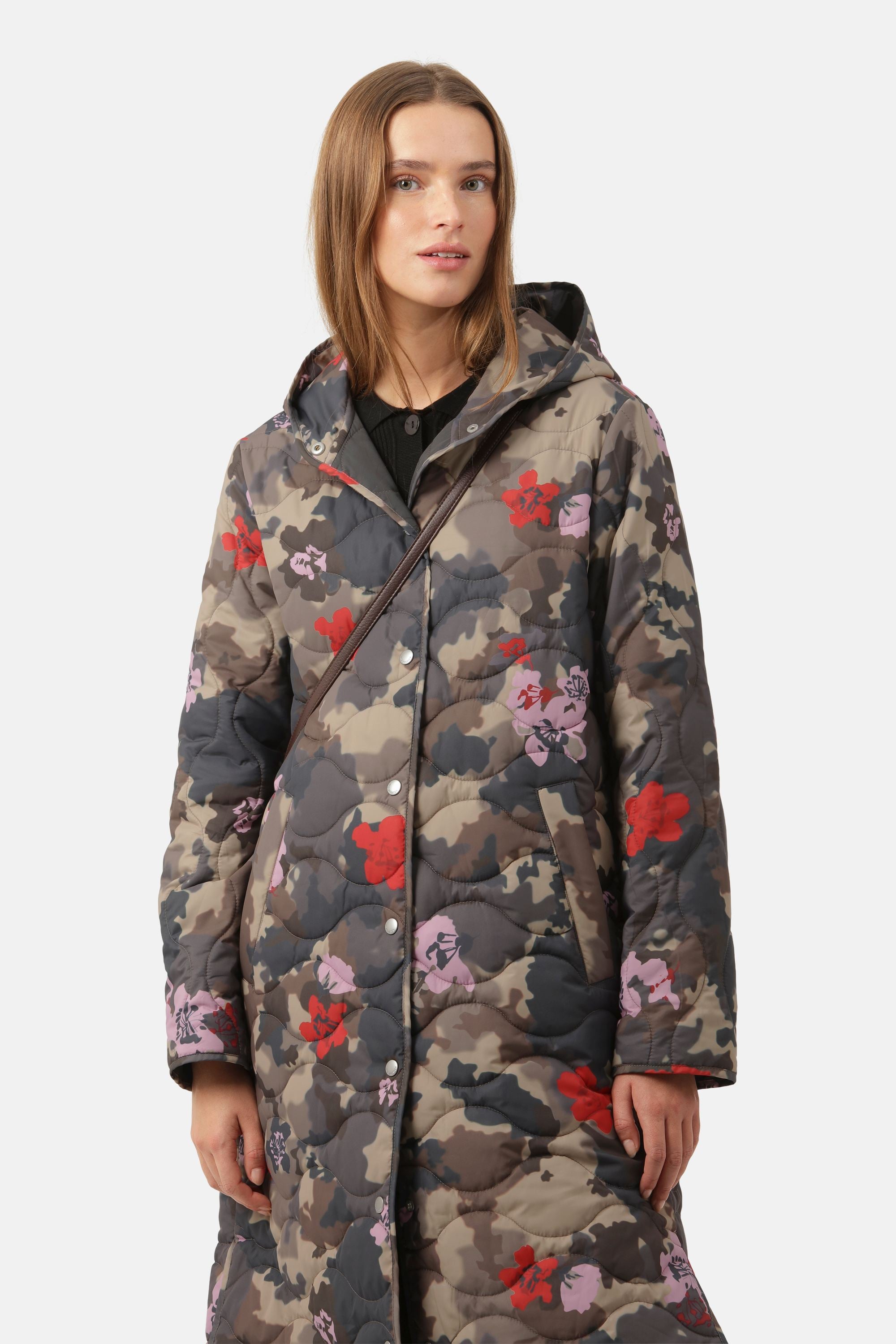 Lang Quiltet Jakke - Floral Camo